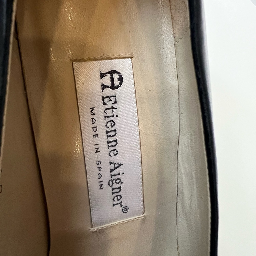 Etienne Aigner Kitten Heel Black Leather Shoes - Picture 7 of 10